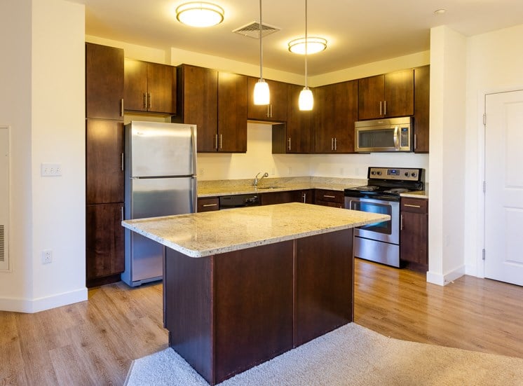 Kitchen granite countertops dark, designer cabinets stainless steel appliances island